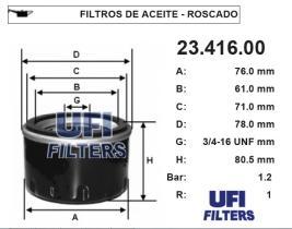 Ufi 2341600 - FILTRO ACEITE ALFA ROMEO,FIAT,