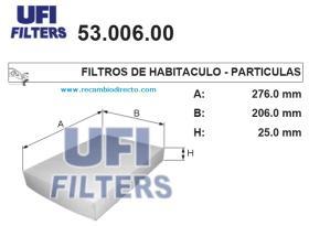 Ufi 5300600 - FILTRO AIRE HABITACULO MERCEDES BENZ